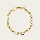 Shay Solid Gold Mini Deco Bracelet with Center Pave Diamond Link