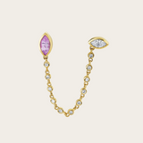 Shay Pink Sapphire & Diamond Duo Chain Link Stud