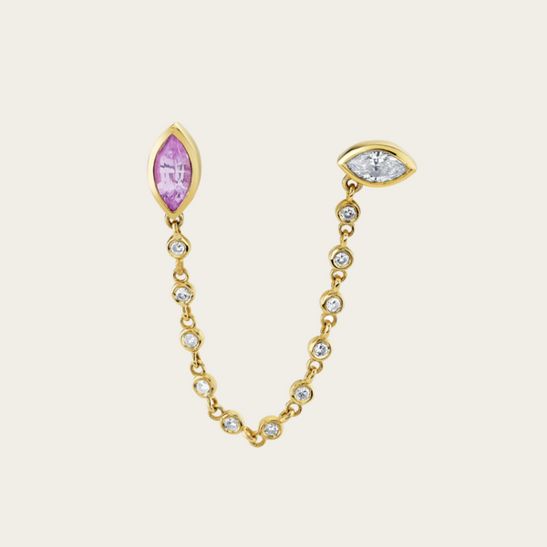 Shay Pink Sapphire & Diamond Duo Chain Link Stud