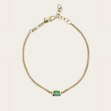 Zoe Chicco Emerald Cut Emerald on XS Curb Chain Bracelet