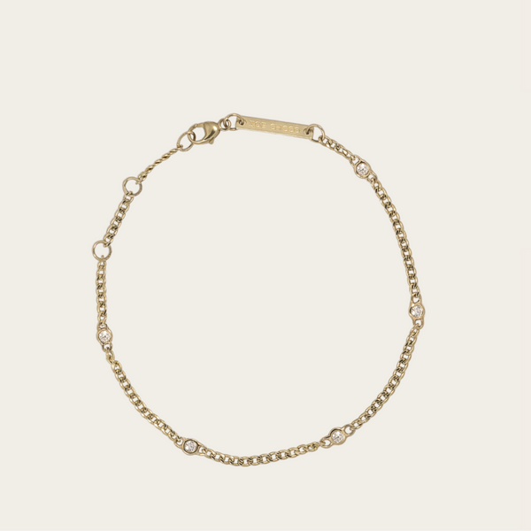 Zoe Chicco 5 Spaced Out Diamonds on XS Curb Chain Bracelet