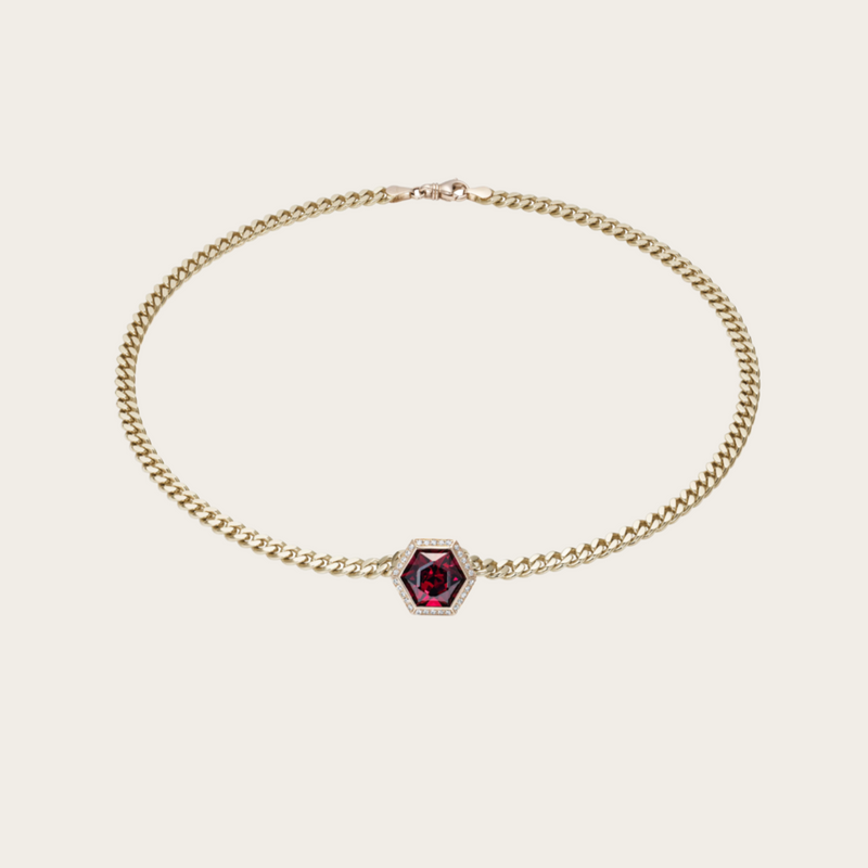 Venyx Baby Garnet Hex Payal Necklace