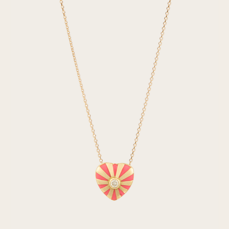 Joanna Dahdah Pink Enamel Mini Mila Heart Necklace