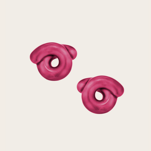 Bea Bongiasca Glossy Flamingo Pink Enamel Tarallo Earrings