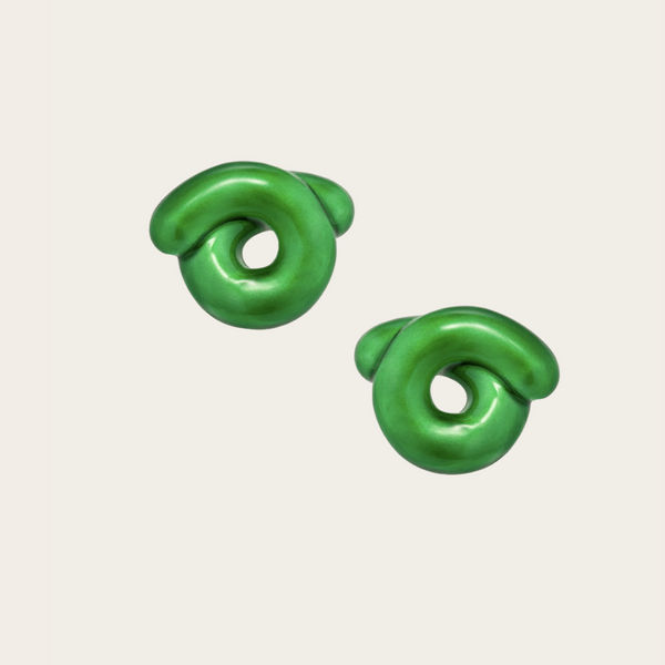 Bea Bongiasca Glossy Forest Green Enamel Tarallo Earrings