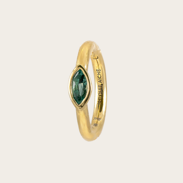 Jacquie Aiche Seamless Small Marquise Emerald Hoop