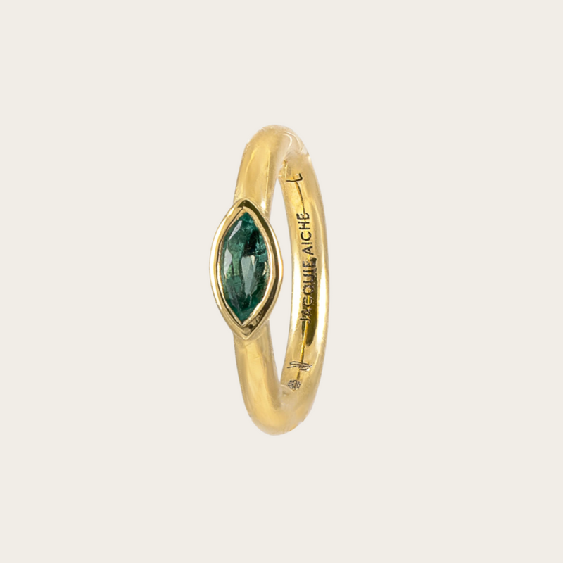 Jacquie Aiche Seamless Small Marquise Emerald Hoop