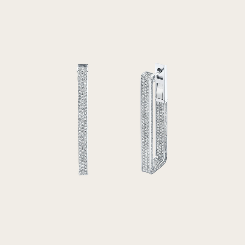 Shay Diamond Pave Elongated Deco Link Earrings