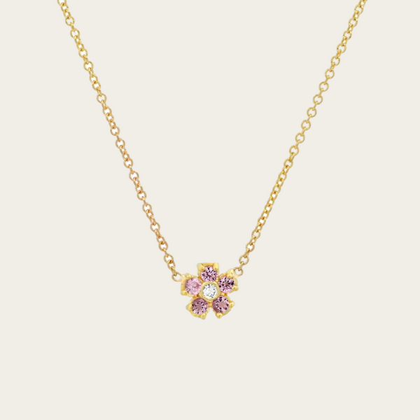 Jennifer Meyer Mini Pink Sapphire & Diamond Flower Necklace