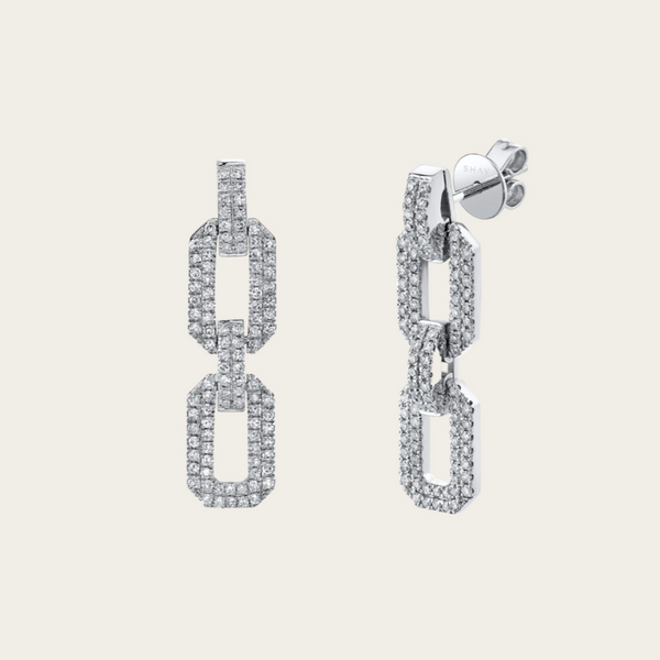 Shay Diamond Pave Geo Flat Link Earrings