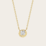 Lizzie Mandler Round Cut Diamond Fluted Button Necklace