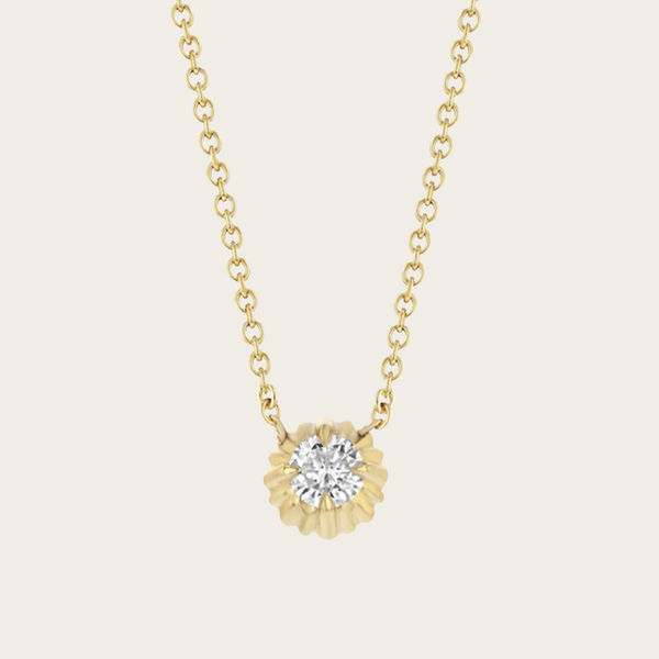 Lizzie Mandler Round Cut Diamond Fluted Button Necklace