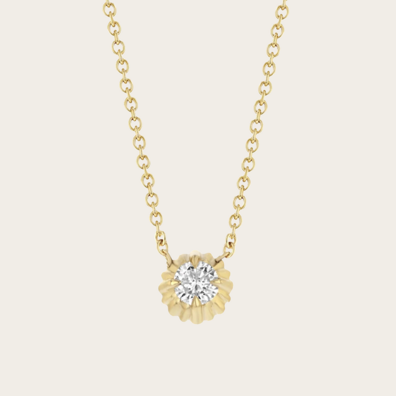 Lizzie Mandler Round Cut Diamond Fluted Button Necklace