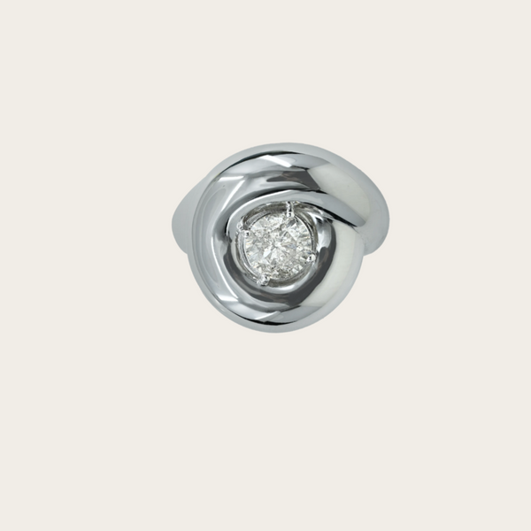 Bea Bongiasca Tarallo Ring with Brilliant Cut White Salt and Pepper Diamond