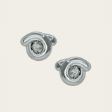 Bea Bongiasca Tarallo Earrings with Brilliant Cut White Salt and Pepper Diamond