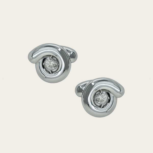 Bea Bongiasca Tarallo Earrings with Brilliant Cut White Salt and Pepper Diamond
