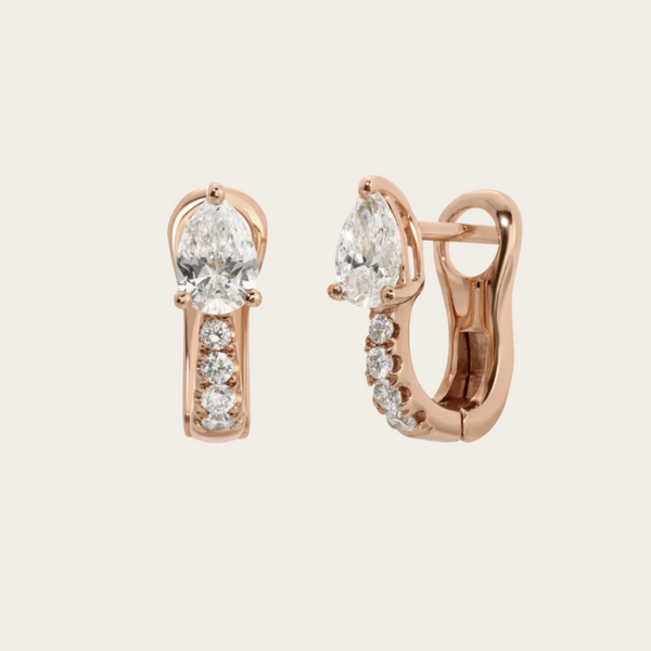 Anita Ko Flat Diamond Pave Huggies with Pear Diamond