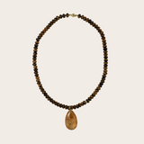 Laoli YG Sunset Tiger Eye with Diamond Pave Bead Necklace / Diamonds 0.15ct, Citrine 32ct, Tiger Eye beads 14k/18k