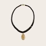 Laoli YG Drop Collar with Diamond Pave Bead Necklace / Diamonds 0.16ct, Citrine 34ct, Shell beads 14k/18k