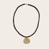 Laoli YG Faceted Drop with Diamond Pave Bead Necklace / Diamonds 0.16ct, Citrine 62ct, Shell beads 14k/18k