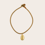 Laoli YG Drop Chocolate Brown Cord Necklace / Citrine 34ct (Demi-fine 14k)