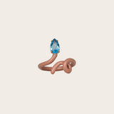 Bea Bongiasca Baby Vine Tendril Ring with Warm Taupe Enamel and Drop Topaz