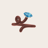 Bea Bongiasca YG Baby Vine Tendril Ring with Brick Enamel and Marquise Topaz (Demi-Fine 9k/Sterling Silver)