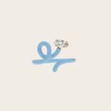 Bea Bongiasca YG Baby Vine Tendril Ring with Baby Blue Enamel and Marquise Rock Crystal (Demi-Fine 9k/Sterling Silver)