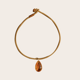 Laoli Drop Tan Cord Necklace with Sunset Citrine
