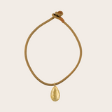 Laoli Drop Tan Cord Necklace with Citrine