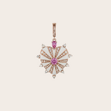 Joanna Dahdah YG White Enamel, Pave & Diamonds Around with Pink Sapphire Large Mila Heart Charm  / 0.71ct diamond, 0.27ct pink sapphire 18k
