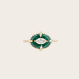 Joanna Dahdah YG Merveilles Malachite Oval Ring / 0.65ct diamond, 1.7ct malachite 18k