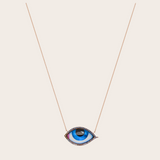 Lito Grand Bleu Blue Enameled Big Eye Necklace