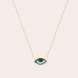 Lito Petit Vert Green Enameled Small Eye Necklace