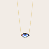 Lito Petit Bleu Blue Enameled Small Eye Necklace