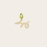 Bea Bongiasca Baby Vine Tendril Ring with Panna Enamel and Drop Peridot