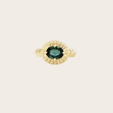 Lizzie Mandler Fluted Bezel with Oval Green Tourmaline Ring