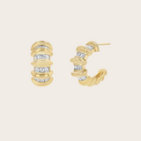 Lizzie Mandler YG 4 Row Fluted Bar Carre Hoops PAIR 2.16ct 18k