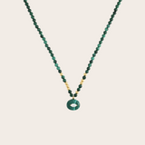 Joanna Dahdah Malachite Oval and Gold Beads Necklace