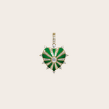 Joanna Dahdah Green Enamel, Pave and Diamonds Around Small Mila Heart Charm