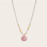 Joanna Dahdah Pink MOP Oval and Pearls Gold Beads Necklace
