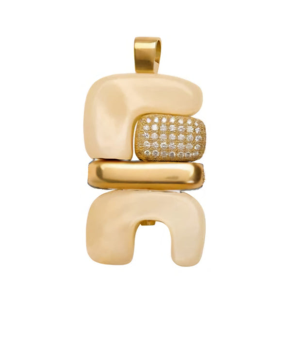 Joelle Kharrat YG MOP Water 2D-3G Totem Pendant / 2ct Mother of Pearl, 2.5ct Diamonds 18k