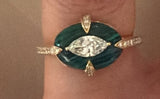 Joanna Dahdah YG Merveilles Malachite Oval Ring / 0.65ct diamond, 1.7ct malachite 18k