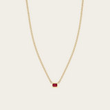 Zoe Chicco Emerald Cut Ruby on XS Curb Chain Necklace