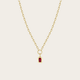 Zoe Chicco Emerald Cut Ruby Vertical Drop on Small Square Chain Necklace