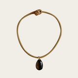 Laoli Drop Tan Cord Necklace with Smokey Quartz