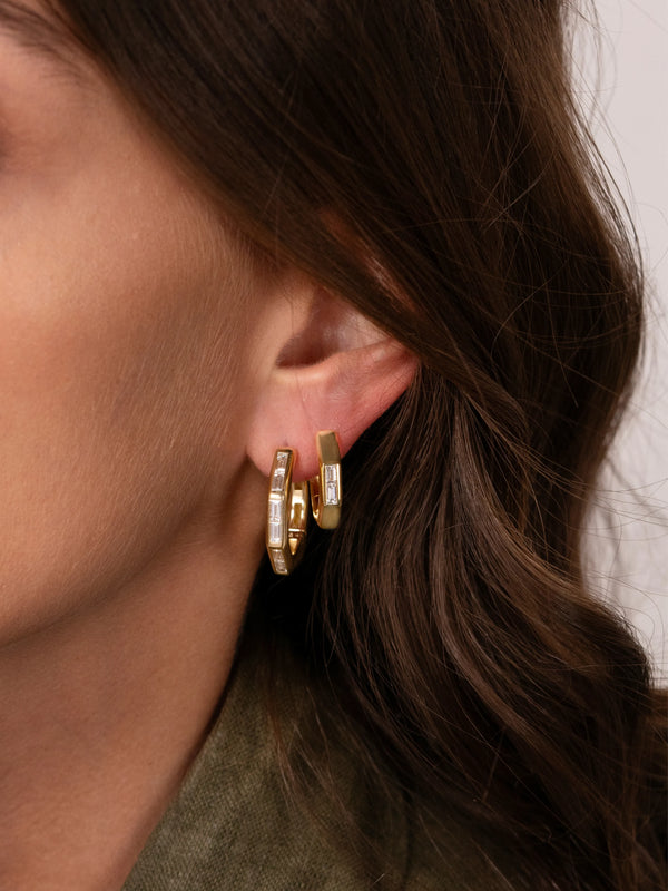 Ascher X Large Diamond Baguette Bubble Hoops