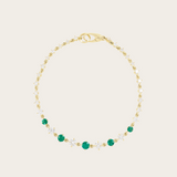 Lizzie Mandler Eclat Graduated Diamond and Emerald Tennis Link Bracelet