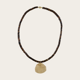 Laoli YG Faceted Drop with Diamond Pave Bead Necklace / Diamonds 0.16ct, Citrine 62ct, Shell beads 14k/18k