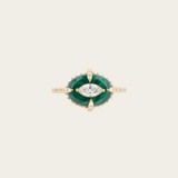 Joanna Dahdah YG Merveilles Malachite Oval Ring / 0.65ct diamond, 1.7ct malachite 18k